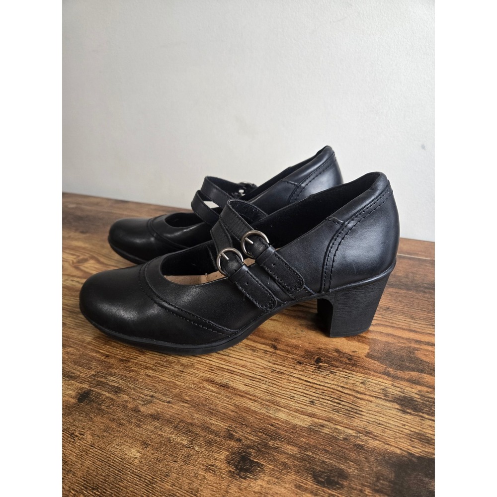 Earth Origins Bobby Mary Jane Pumps Womens 10M Black Leather Block Heel Buckle